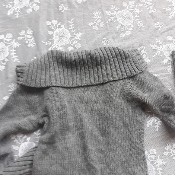 Gray Foldover Sailor Collar Sweater Pink Logo M - Picture 7 of 8